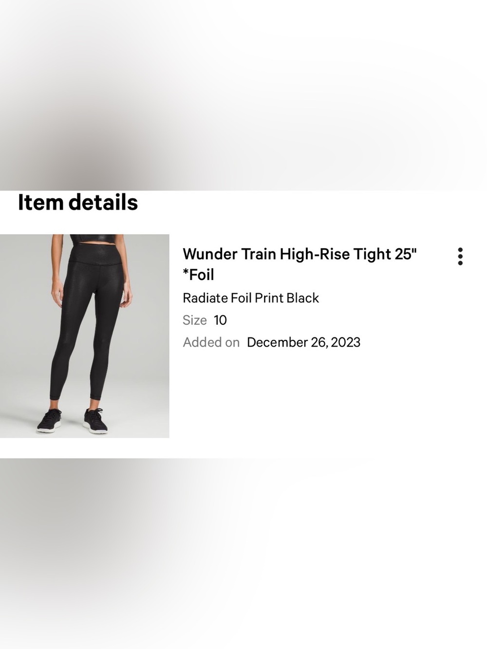 Lululemon - SPECIAL EDITION Wunder Train High Rise 25in Length *Foil - Size 10